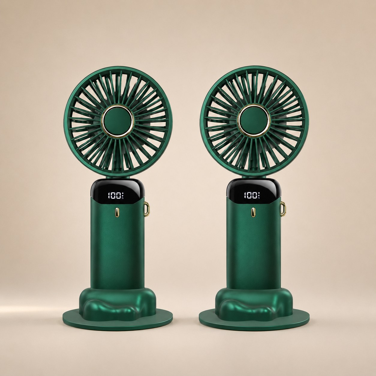 Pack de 2 mini ventilateurs rechargeables verts