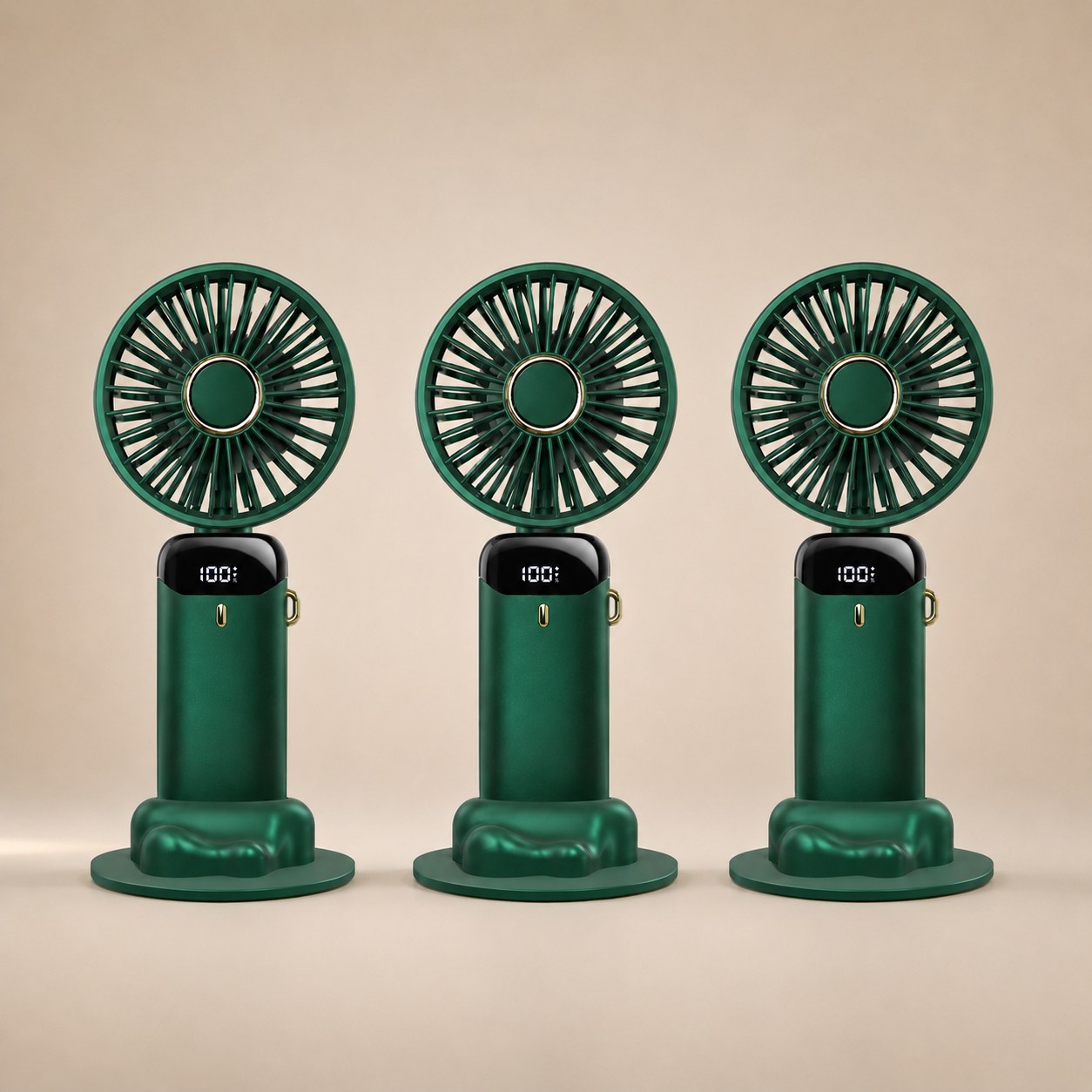 Pack de 3 mini ventilateurs rechargeables verts